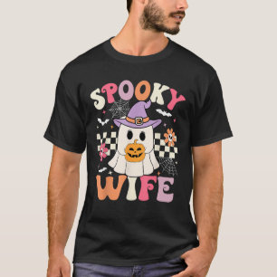 T-shirt Femme rétro Spooky Groovy tenant une citrouille Ha