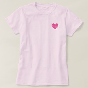 T-shirt femme rose avec logo du coeur en détresse