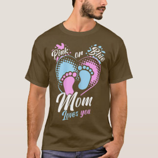 T-shirt Femme Rose Ou Bleu Maman Vous Aime Genre Révéler P