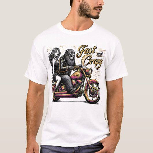 T-shirt Femme Sasquatch Yeti bigfoot sur moto (Devant)