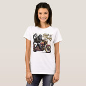 T-shirt Femme Sasquatch Yeti bigfoot sur moto (Devant entier)