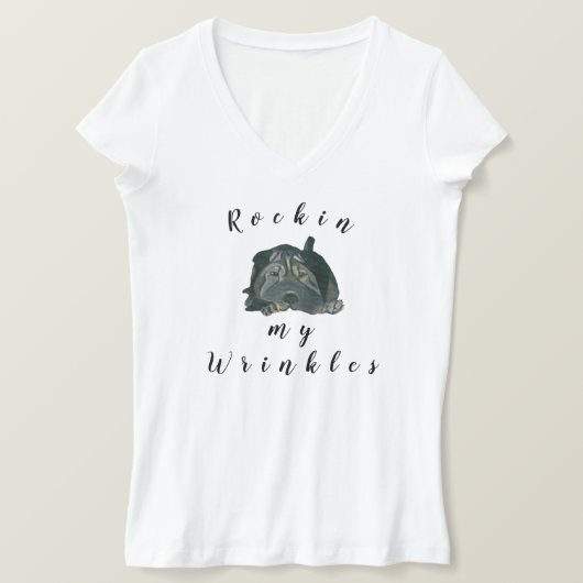 T-shirt femme Shar Pei Chien V-Neck (Design devant)