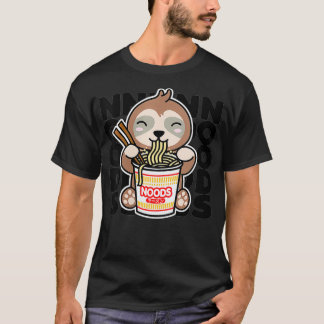T-shirt Femme Sloth Manger Des nouilles Instantanées Cute 