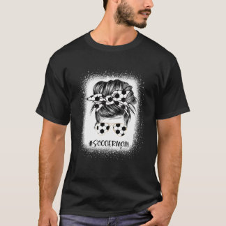 T-shirt Femme Soccer Maman Messy Bun Bleached Soccer Louve