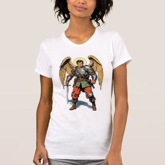 T-shirt femme St Michael de style rétro BD (Devant)