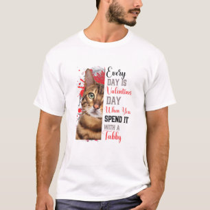 T-shirt Femme Tabby Chat Maman Valentines Jour Chat Mama M