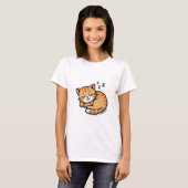 T-Shirt femme Tabby Chat Orange dormant mignon (Devant entier)