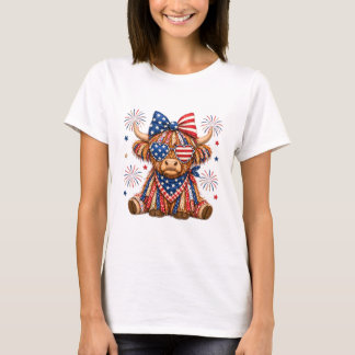 T-Shirt Femme Taureau Drapeau Américain