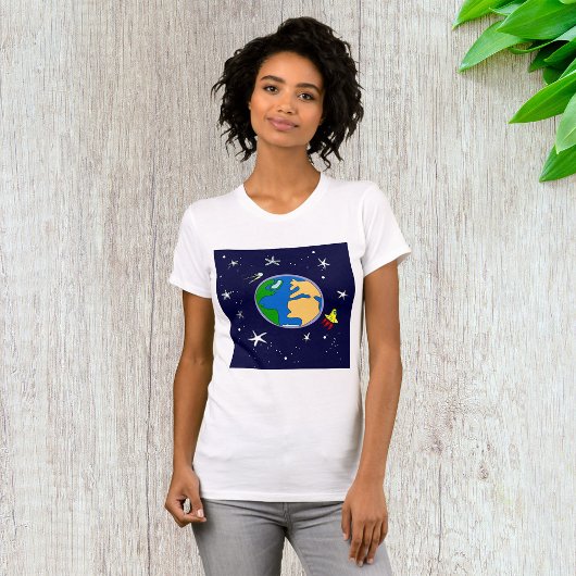 T-shirt Femme Terre Et Satellite
