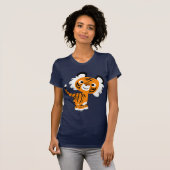 T-shirt femme tigre pour caricatures curieux (Devant entier)
