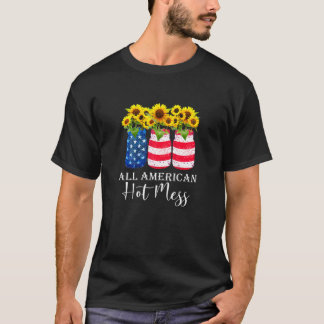 T-shirt Femme Tous American Hot Mess Sunflower American Fl