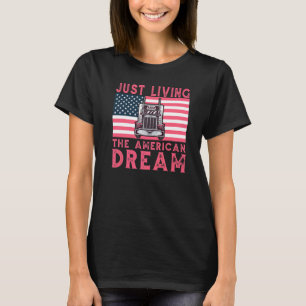 T-shirt Femme Trucker Usa Drapeau Pour Girl Truck Driver A