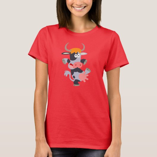 T-shirt femme vache en caricature de danse mignonn (Devant)