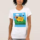 T-shirt Femme Vache Et Oiseau Noir (Devant)