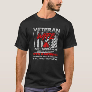 T-shirt Femme vétéran Mon mari Militaire Vétéran Américain