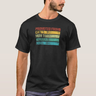 T-shirt Femme Vintage Promu de Mère de Chat à Mère Humaine