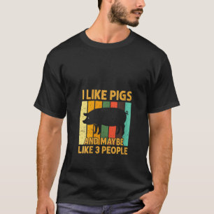 T-shirt Femme Vintage Retro Cochon Chemise J'aime les coch