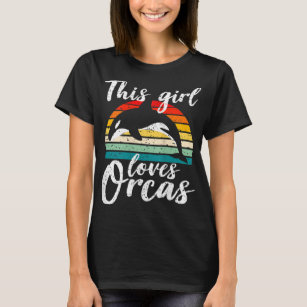 T-shirt Femme Vintage Retro Orca Sunset Fun Killer Whale 