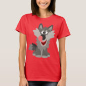 T-shirt Femme Wolf Cartoon Silly (Devant)