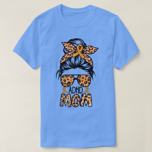 T-shirt Femme Z4d4 Messy Bun Maman Orange Ribbon ADHD Awar (Design devant)