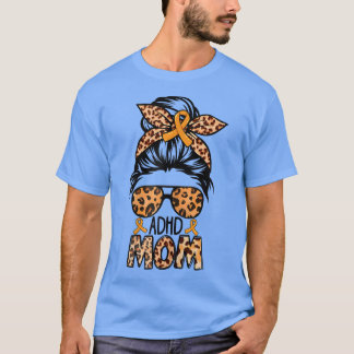 T-shirt Femme Z4d4 Messy Bun Maman Orange Ribbon ADHD Awar