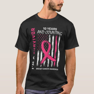 T-shirt FEMMES 10 ans Survivant Cadeaux Pink Breast Cancer