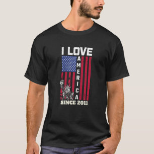 T-shirt Femmes 11e anniversaire I Love America depuis 2011