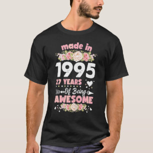 T-shirt Femmes 27 Ans 27ème Anniversaire Né En 1995 Wo