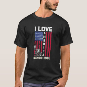 T-shirt Femmes 41e anniversaire I Love America depuis 1981
