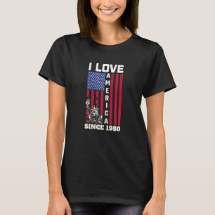 T-shirt Femmes 42e anniversaire I Love America depuis 1980