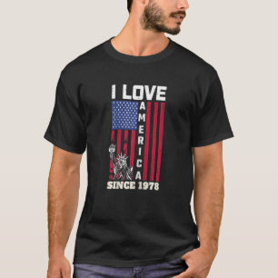 T-shirt Femmes 44e anniversaire I Love America depuis 1978