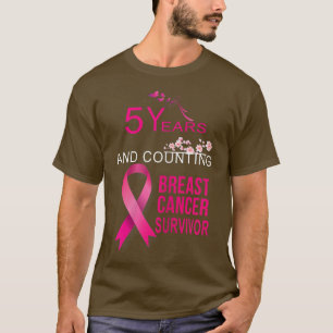 T-shirt Femmes 5 ans Cancer Cadeaux gratuits Femmes Poitri