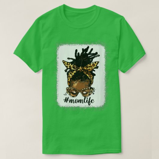 T-shirt Femmes Afro Messy Locs Bun Maman Vie Leopard Messy (Design devant)