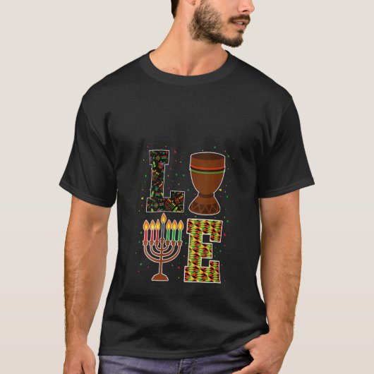 T-shirt Femmes Aiment Joyeux Kwanzaa Décorations Unité Cou (Devant)