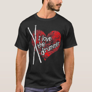 T-shirt Femmes Amoureux du batteur, coeur rouge et dru