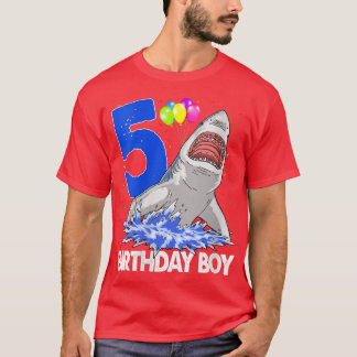 T-shirt Femmes Amusantes Anniversaire Garçon 5 requin TeeW