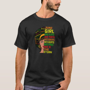 T-shirt Femmes Anniversaire Filles Noires Femmes Juin Fill