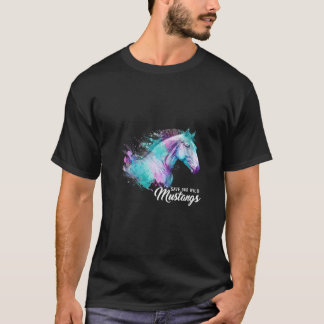 T-shirt Femmes Aquarelle Chevaux Animal coloré Sauvez notr