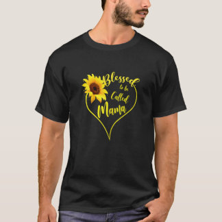 T-shirt Femmes Béni D'Être Appelée Mama Sunflower Mama Mo