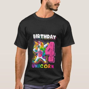 T-shirt FEMMES Birthday Unicorn 4 Dabbing Unicorn 4th Birt