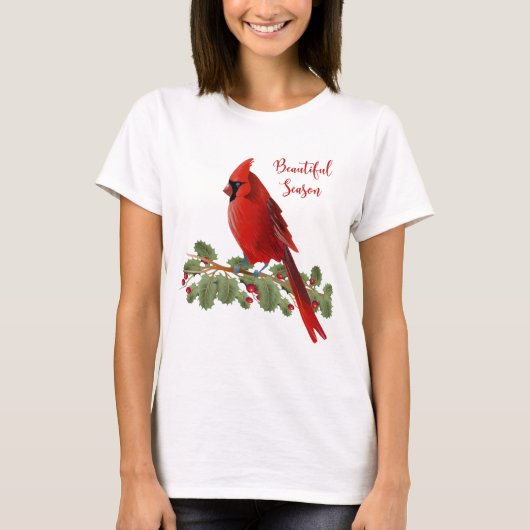 T-shirt Femmes cardinales rouges de saison des vacances de (Devant)