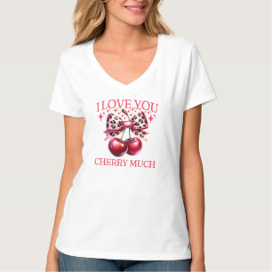 T-shirt femmes cerise vintage et arc rose