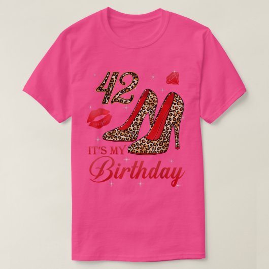 T-shirt Femmes C'est mon 42e Leopard High Heels Happy 42e (Design devant)