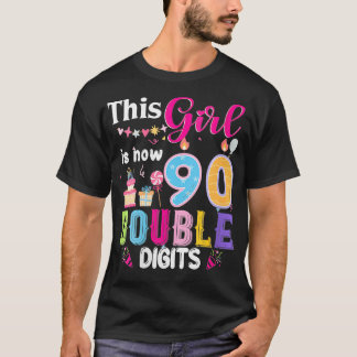 T-shirt Femmes Cette Fille Est Maintenant 90 1934 Ans Doub