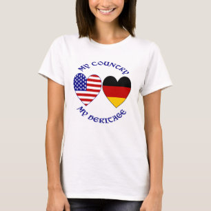 T-shirt Femmes Cœur Drapeau Héritage USA Allemagne