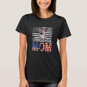T-shirt Femmes Cool Chihuahua Maman Usa Drapeau Patriotiqu
