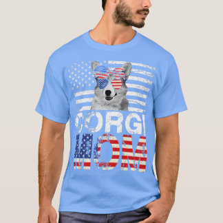T-shirt Femmes Cool Corgi Maman Usa Drapeau Patriotique Mè