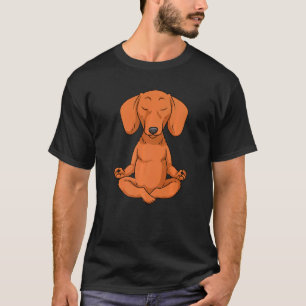 T-shirt Femmes Dachshund Chien Saucisse Yoga Méditation