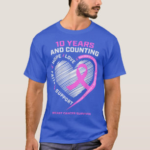 T-shirt Femmes De 10 Ans Survivante Du Cancer Du Sein Chez