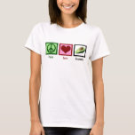 T-shirt Femmes de Peace Love Avocado<br><div class="desc">Un joli signe de paix, un coeur et un avocat vert cadeau. Très beau cadeau pour les amoureux du guacamole.</div>